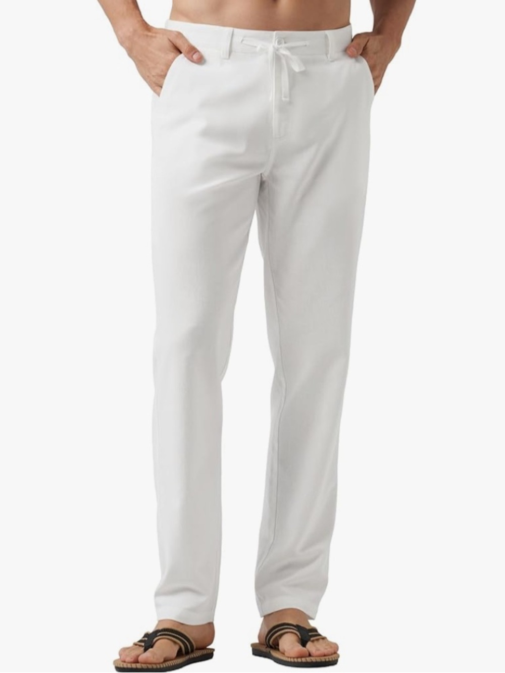 WILLIT Men’s White Linen Blend Drawstring Pants NWT - 32W X 30L